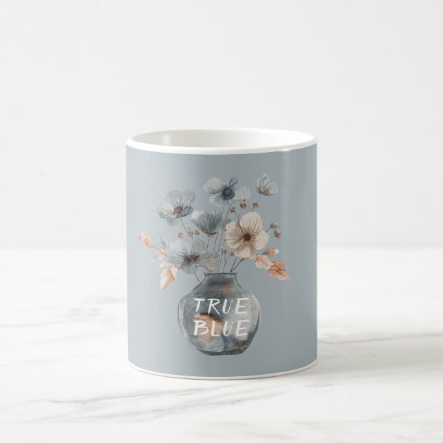 Äkta Blå Kräm Blomvas Kaffemugg (Center)