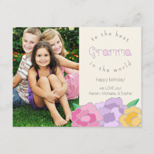 Äkta Blommigtar Grattis på födelsedagen Gramma-fot Kort