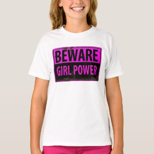 AKTA Dig för Flickkraft - Rosa Svart Metall Farlig T Shirt
