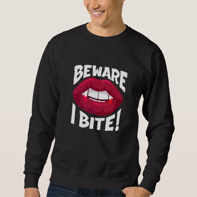 Akta dig jag bits Uppmärksamhet jag bits Vampire L Lång Ärmad Tröja (Framsida)