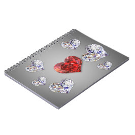 Äkta Elegant Diamond Hearts Anteckningsbok Med Spiral