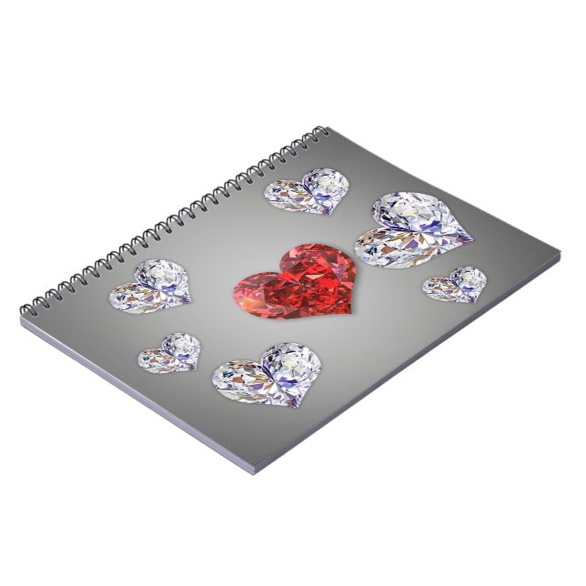 Äkta Elegant Diamond Hearts Anteckningsbok Med Spiral (Vänstra Sidan)