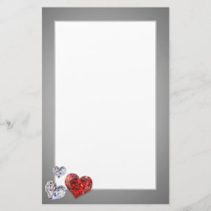 Äkta Elegant Diamond Hearts Brevpapper