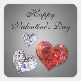 Äkta Elegant Diamond Hearts Fyrkantigt Klistermärke