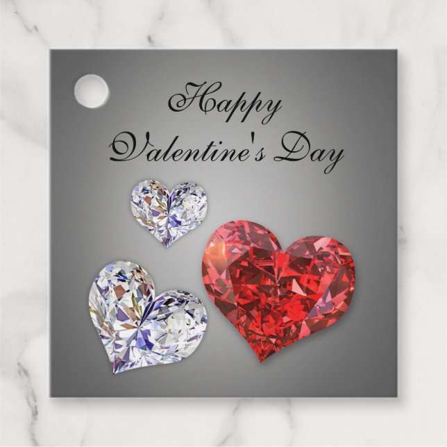 Äkta Elegant Diamond Hearts Gåvor Etiketter (Framsida)