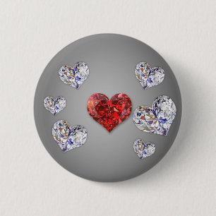 Äkta Elegant Diamond Hearts Knapp