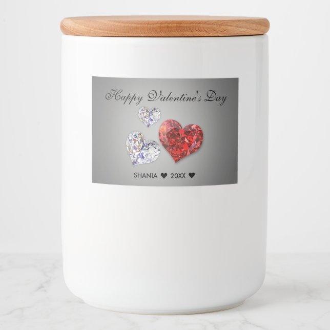 Äkta Elegant Diamond Hearts Mat Etiketter (Framsida)