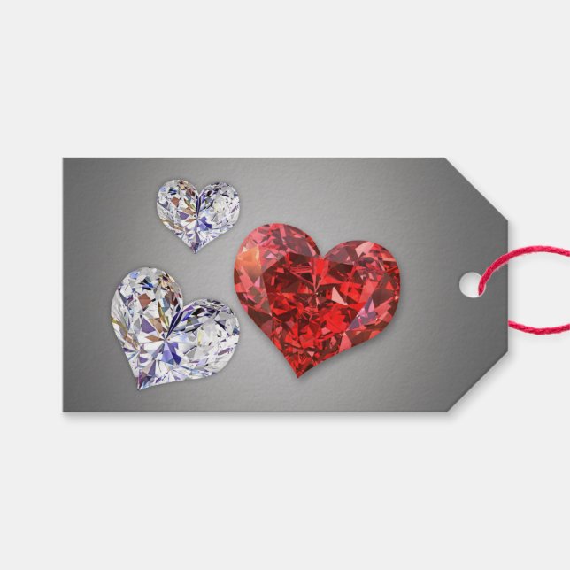 Äkta Elegant Diamond Hearts Presentetikett (Framsidan (Horisontell))