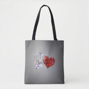 Äkta Elegant Diamond Hearts Tygkasse