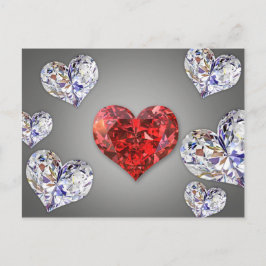 Äkta Elegant Diamond Hearts Vykort