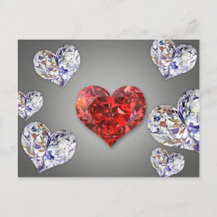Äkta Elegant Diamond Hearts Vykort