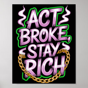Akta Fattig Rik-pengar, Mindset Quote Hustle Lif Poster