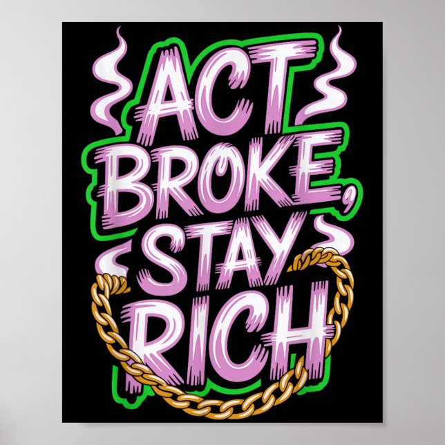 Akta Fattig Rik-pengar, Mindset Quote Hustle Lif Poster (Framsidan)