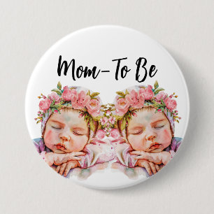 Äkta Flicka i Rosa Hats Mamma to be Knapp
