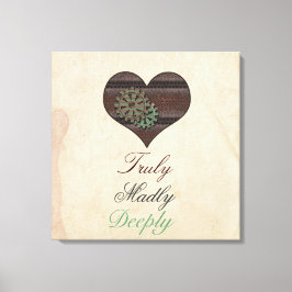 Äkta fru djupt Steampunk Heart Wrapped Canvas