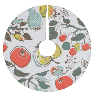 Äkta frukter, färglös, sömlös mönster. julgransmatta borstad polyester