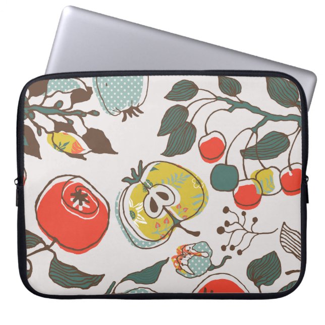 Äkta frukter, färglös, sömlös mönster. laptop fodral (Framsidan)