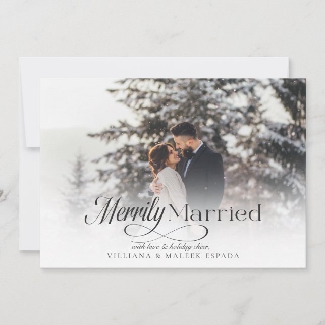 Äkta, gift Bröllop-nytt julkort Inbjudningar (Framsida)
