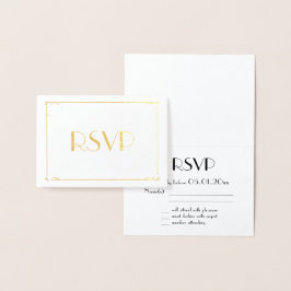 Äkta guld folie Art Deco bröllop RSVP-kort 8,9x12, Folierat Kort