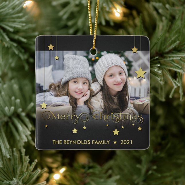 Äkta Guld God jul Stars Julgransprydnad Keramik (Träd)