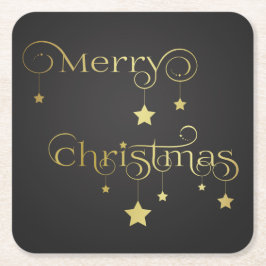 Äkta Guld God jul Stars Underlägg Papper Kvadrat