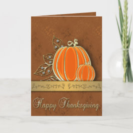 Äkta Guld Thanksgiving Pumpkin Löv Helgdag Helgkort