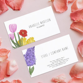 Äkta Handritade Vattenfärgade Blommor Visitkort