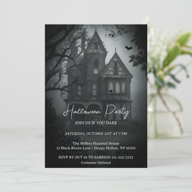 Äkta inbjudan från det gamla huset Halloween fest (Stående Fram)
