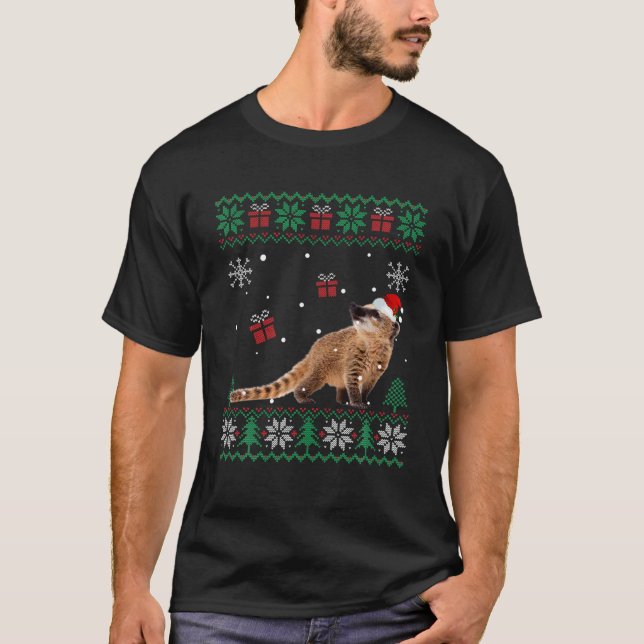 Äkta jul Pajama Sweater Coati Animals Älskare T Shirt (Framsida)