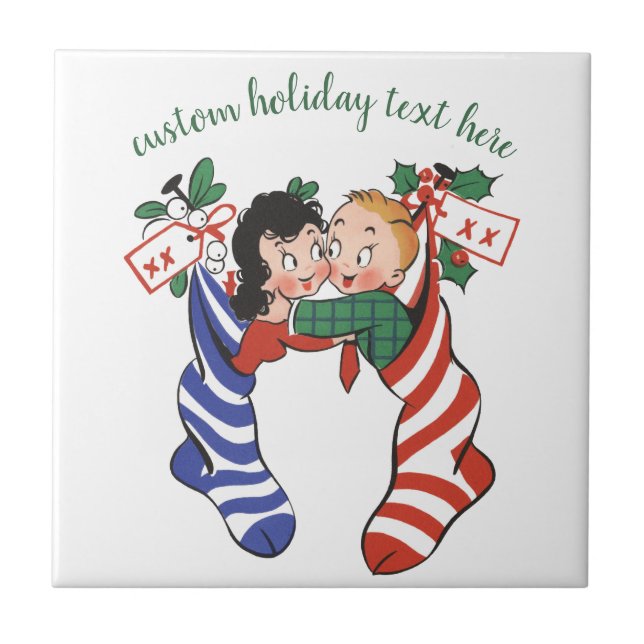 Äkta julklappar med Cute Children Kakelplatta (Framsidan)