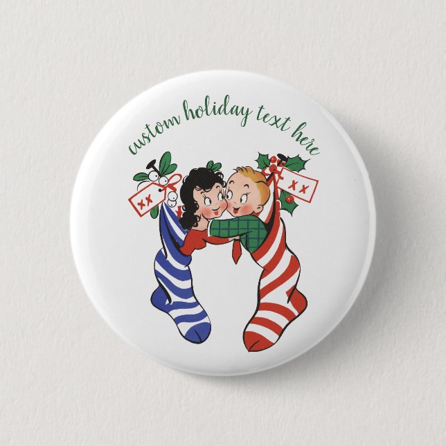 Äkta julklappar med Cute Children Knapp (Framsida)