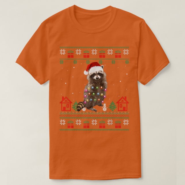 Äkta julrackoon Santa Hat Ljus Sweater Xm T Shirt (Design framsida)