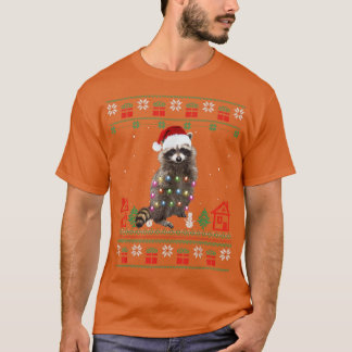 Äkta julrackoon Santa Hat Ljus Sweater Xm T Shirt