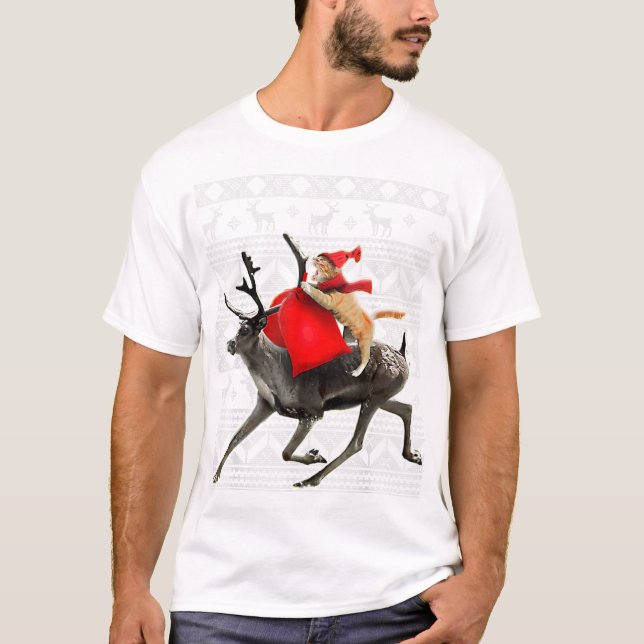 Äkta julsötare Katt Reindeer Shirt Ca T Shirt (Framsida)
