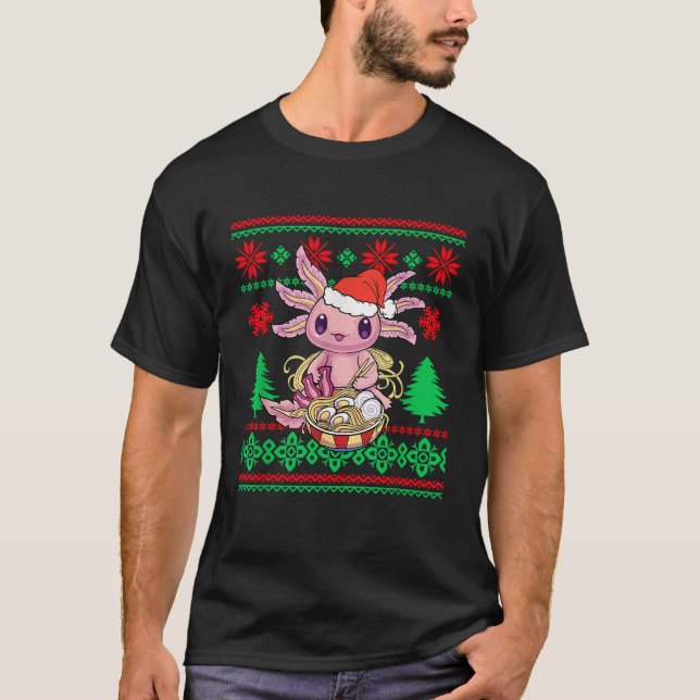 Äkta julsötare Kawaii Anime Axolotl T Shirt (Framsida)