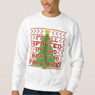 Äkta julsötare Kor Stitch Spruced Pun Sweatshirt