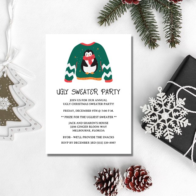 Äkta julsötare Party Helgdag Inbjudningar (Ugly Christmas Sweater Party Holiday Invitation)