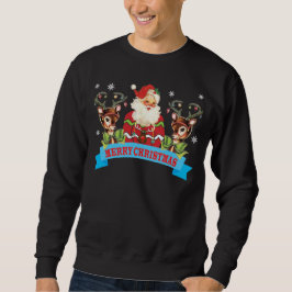 Äkta julsötare Reindeer och Santa Lång Ärmad Tröja