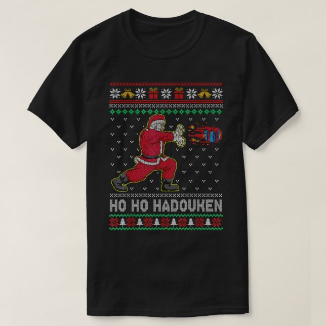 Äkta julsötare Santa Ho Ho Hodouken Retro T Shirt (Design framsida)
