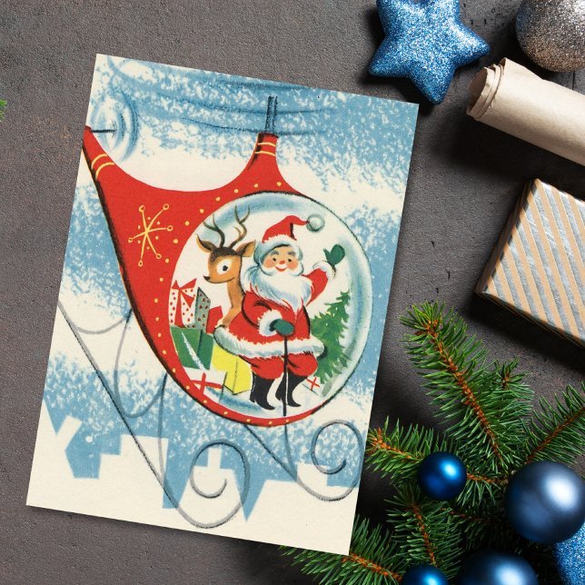 Äkta jultomten och renarna i Helicopter Julkort (Skapare uppladdad)