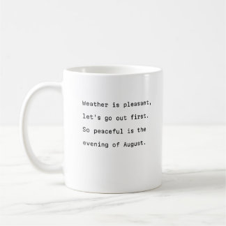 Äkta kaffe mugg typografi, poetisk austravé kväll