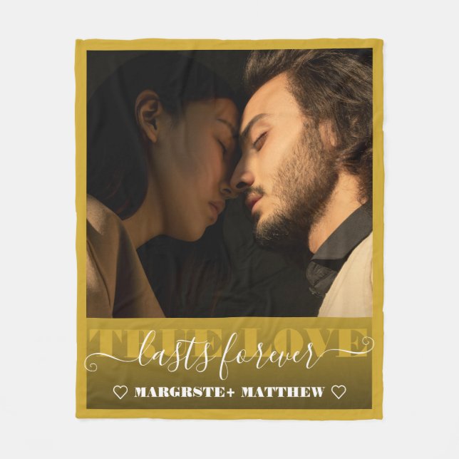Äkta kärlek är för Förlovningen Foto Bröllop Fleecefilt (Framsidan)