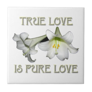 Äkta kärlek är Pure Kärlek (Vita Påsk Lilies) Kakelplatta