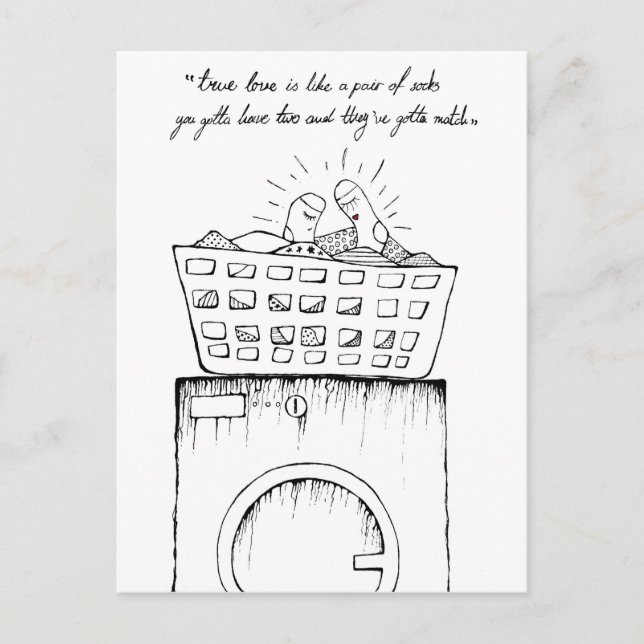 äkta kärlek är som ett par sockor vykort (Framsida)