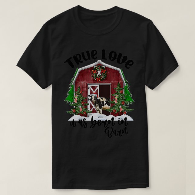 Äkta kärlek föddes i en laduchristmas Julafton paj T Shirt (Design framsida)
