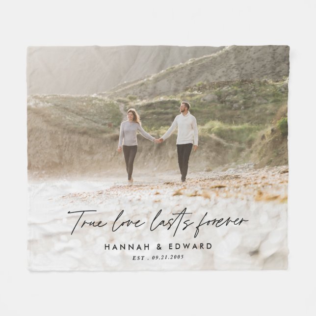 Äkta kärlek fotomodern minimal personlig fleecefilt (Framsidan (Horisontell))