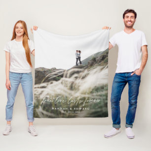 Äkta kärlek fotomodern minimal personlig fleecefilt