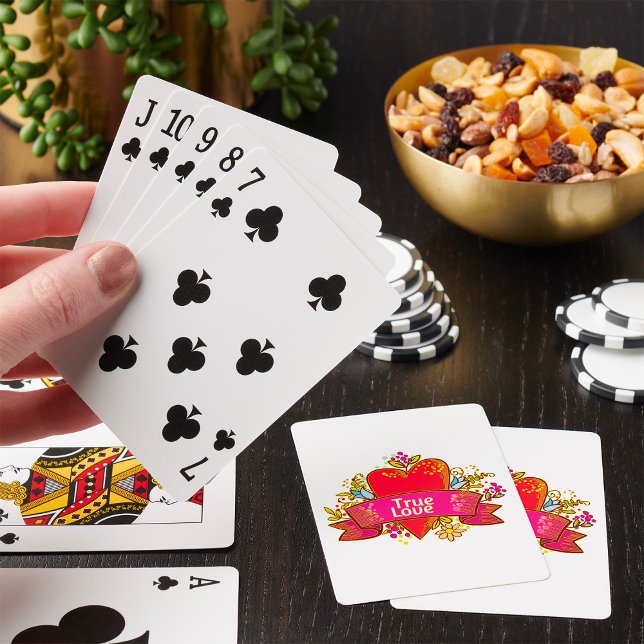 Äkta Kärlek Hjärtband med Blommiga Element Casinokort (Skapare uppladdad)