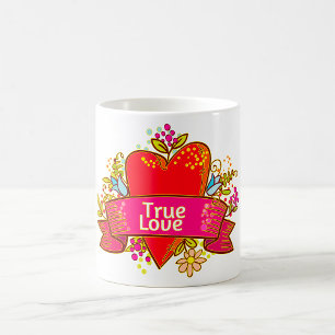 Äkta Kärlek Hjärtband med Blommiga Element Kaffemugg
