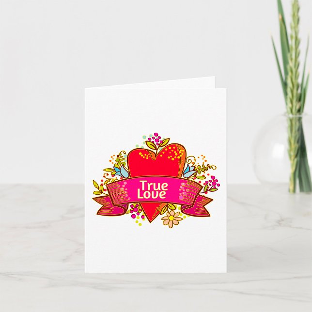 Äkta Kärlek Hjärtband med Blommiga Element Kort (Skapare uppladdad)